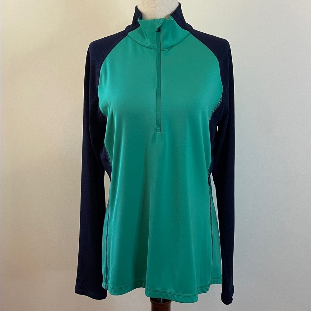 RLX Ralph Lauren Seagreen Navy Colorblock 1/4 Zip Pullover Size L